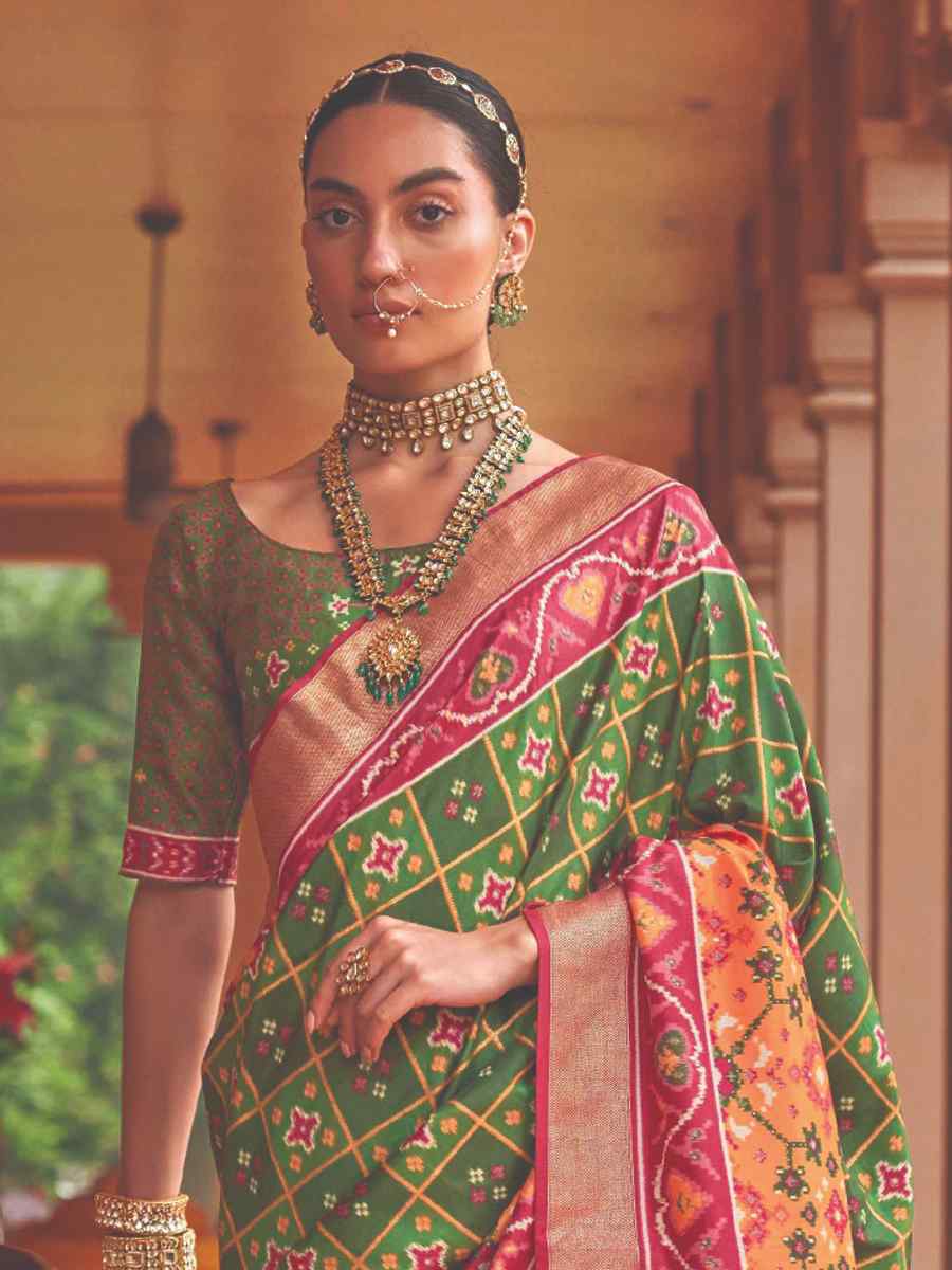 Multi Smooth Patola Printed Casual Festival Contemporary Saree