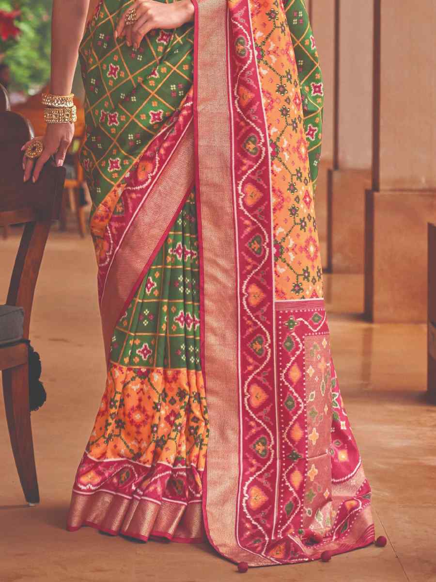 Multi Smooth Patola Printed Casual Festival Contemporary Saree