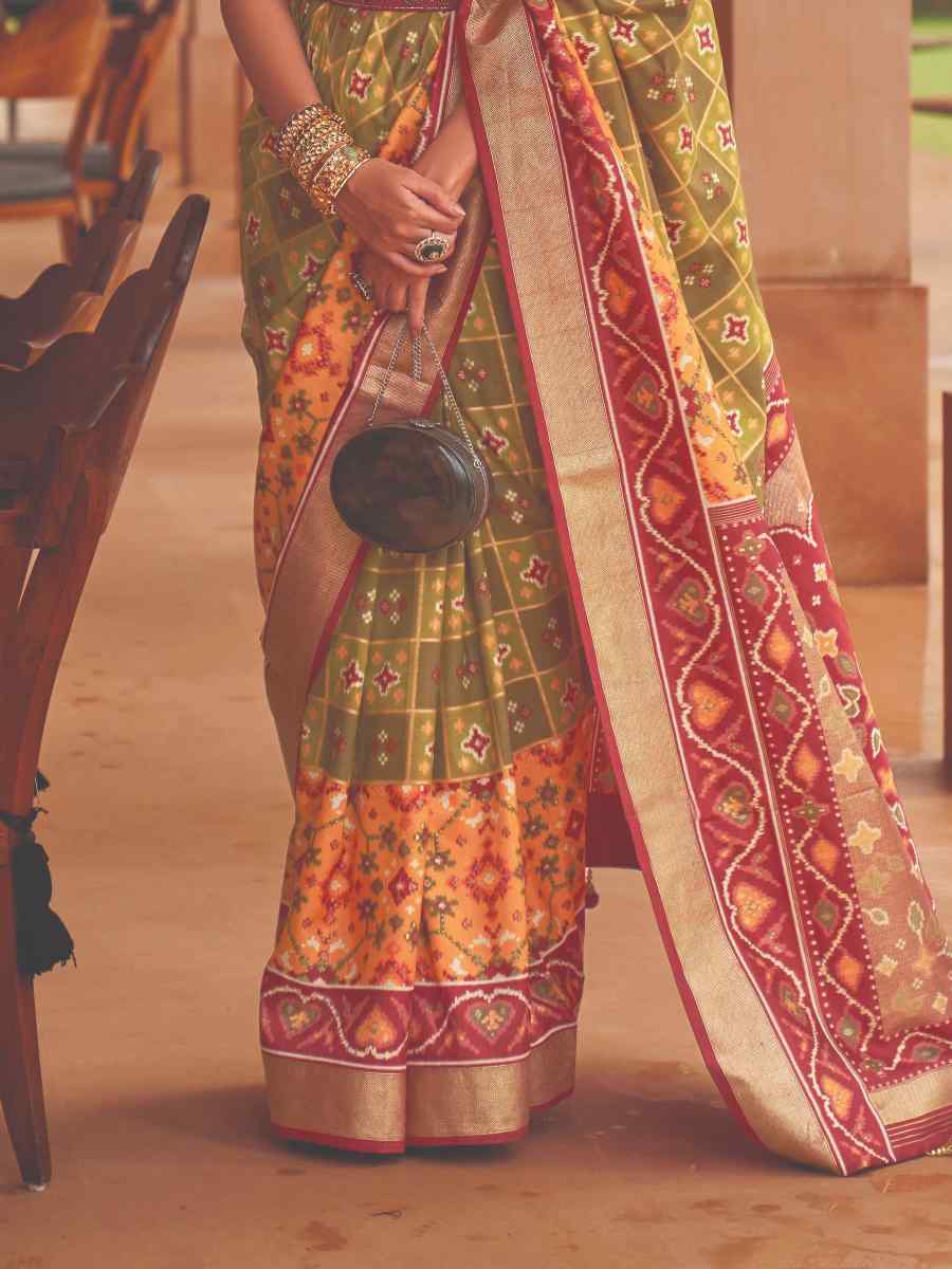 Multi Smooth Patola Printed Casual Festival Contemporary Saree