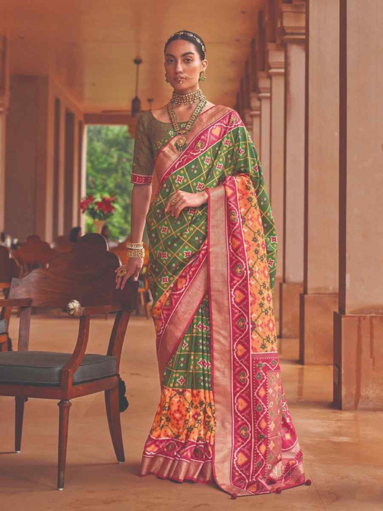 Multi Smooth Patola Printed Casual Festival Contemporary Saree