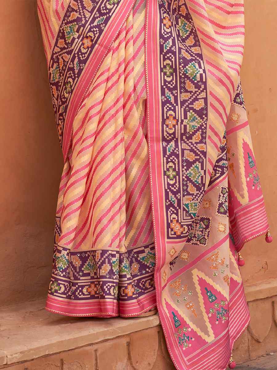 Multi Smooth Patola Printed Party Festival Contemporary Saree