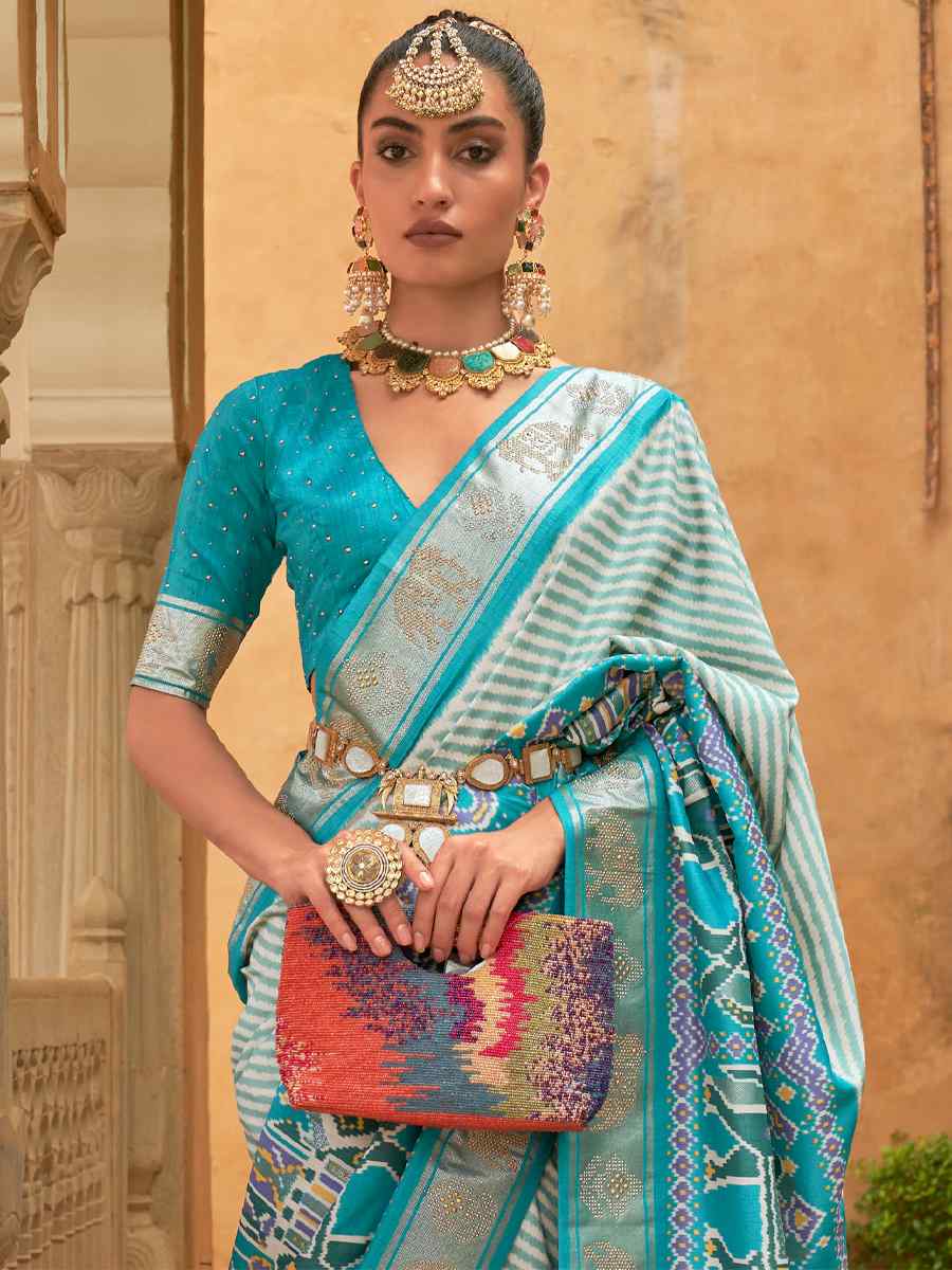 Multi Smooth Patola Printed Party Festival Contemporary Saree
