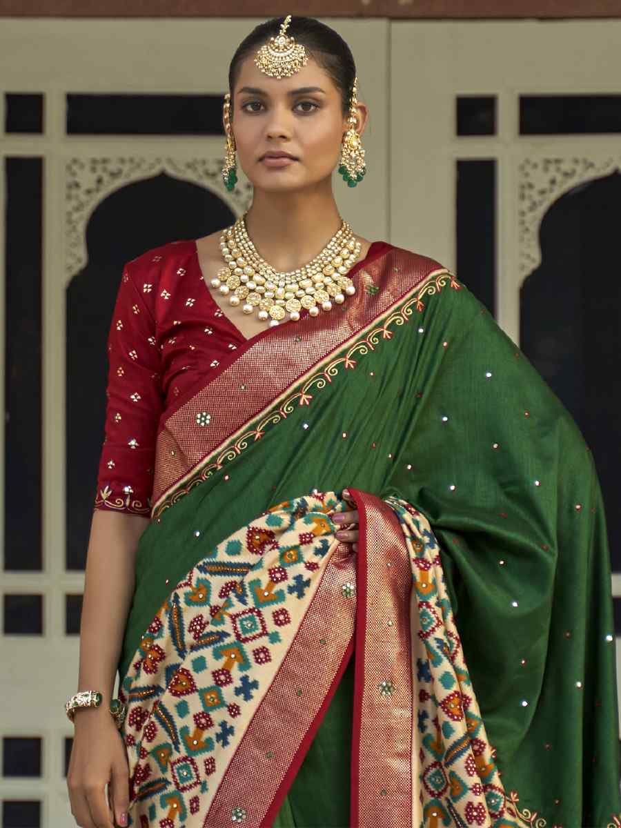 Multi Smooth Patola Printed Party Festival Contemporary Saree