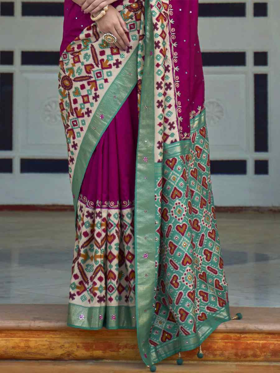Multi Smooth Patola Printed Party Festival Contemporary Saree