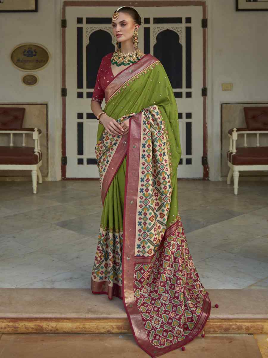 Multi Smooth Patola Printed Party Festival Contemporary Saree