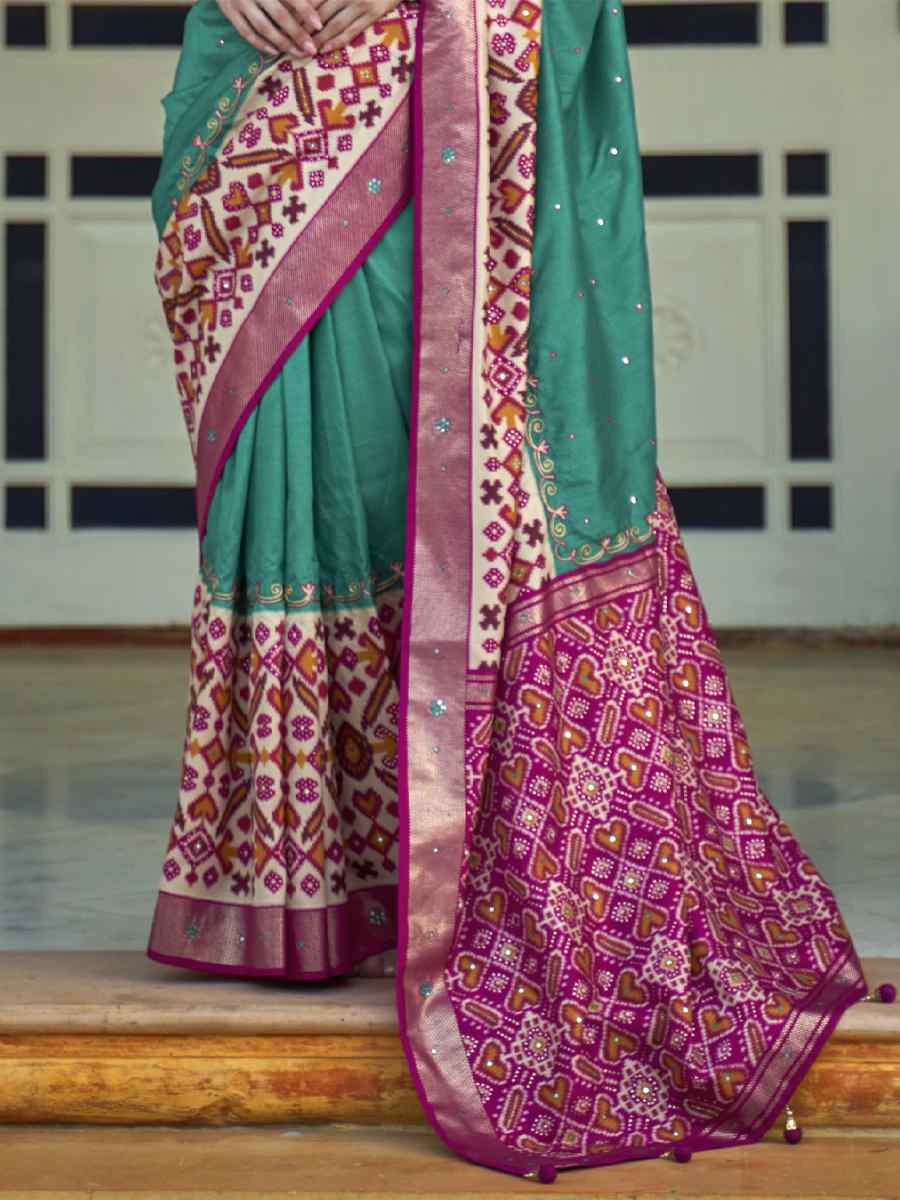 Multi Smooth Patola Printed Party Festival Contemporary Saree