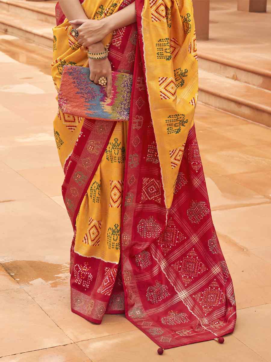 Multi Smooth Patola Printed Party Festival Contemporary Saree