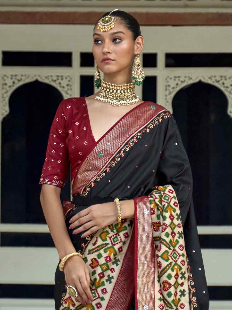 Multi Smooth Patola Printed Party Festival Contemporary Saree