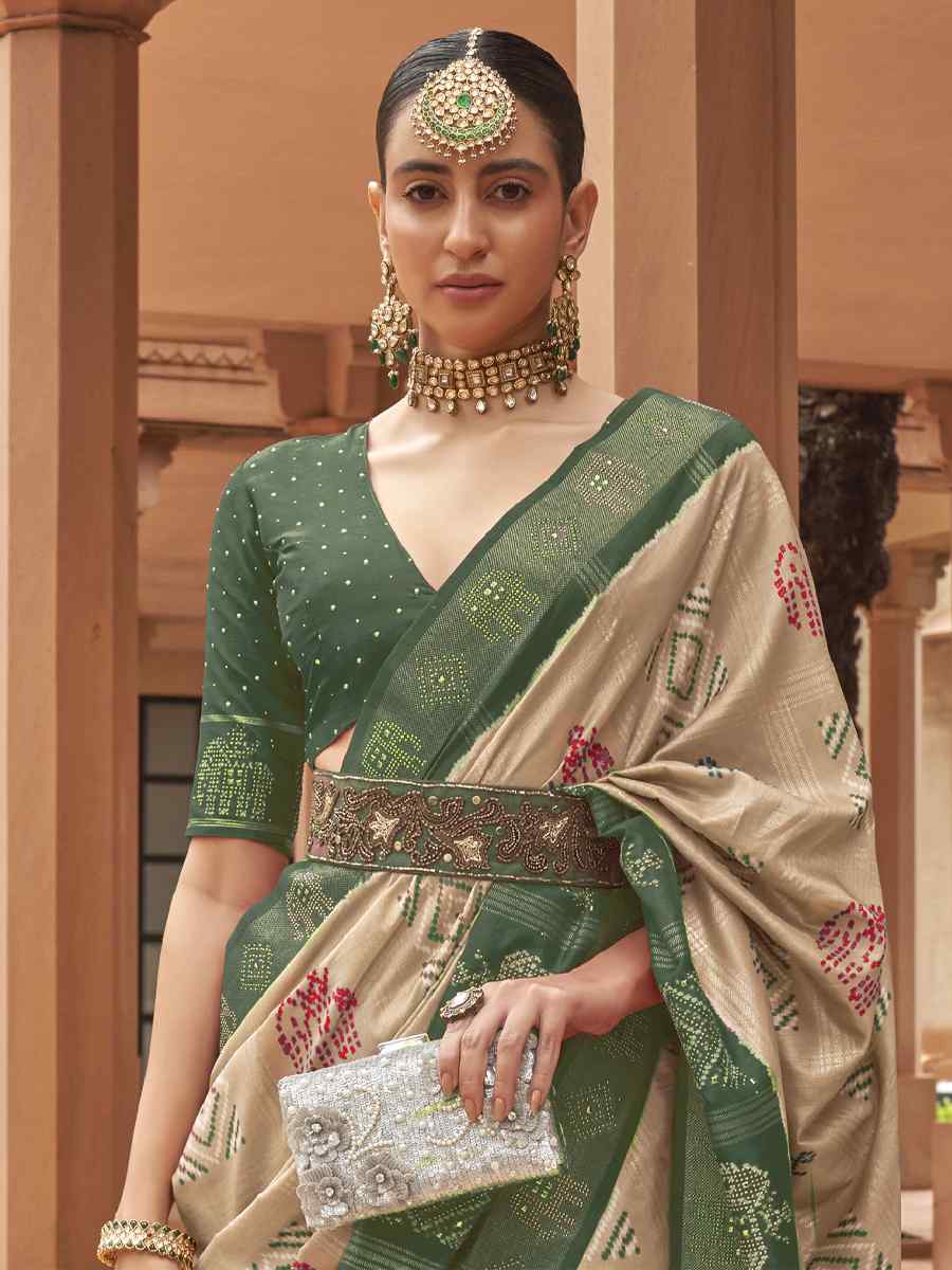 Multi Smooth Patola Printed Party Festival Contemporary Saree