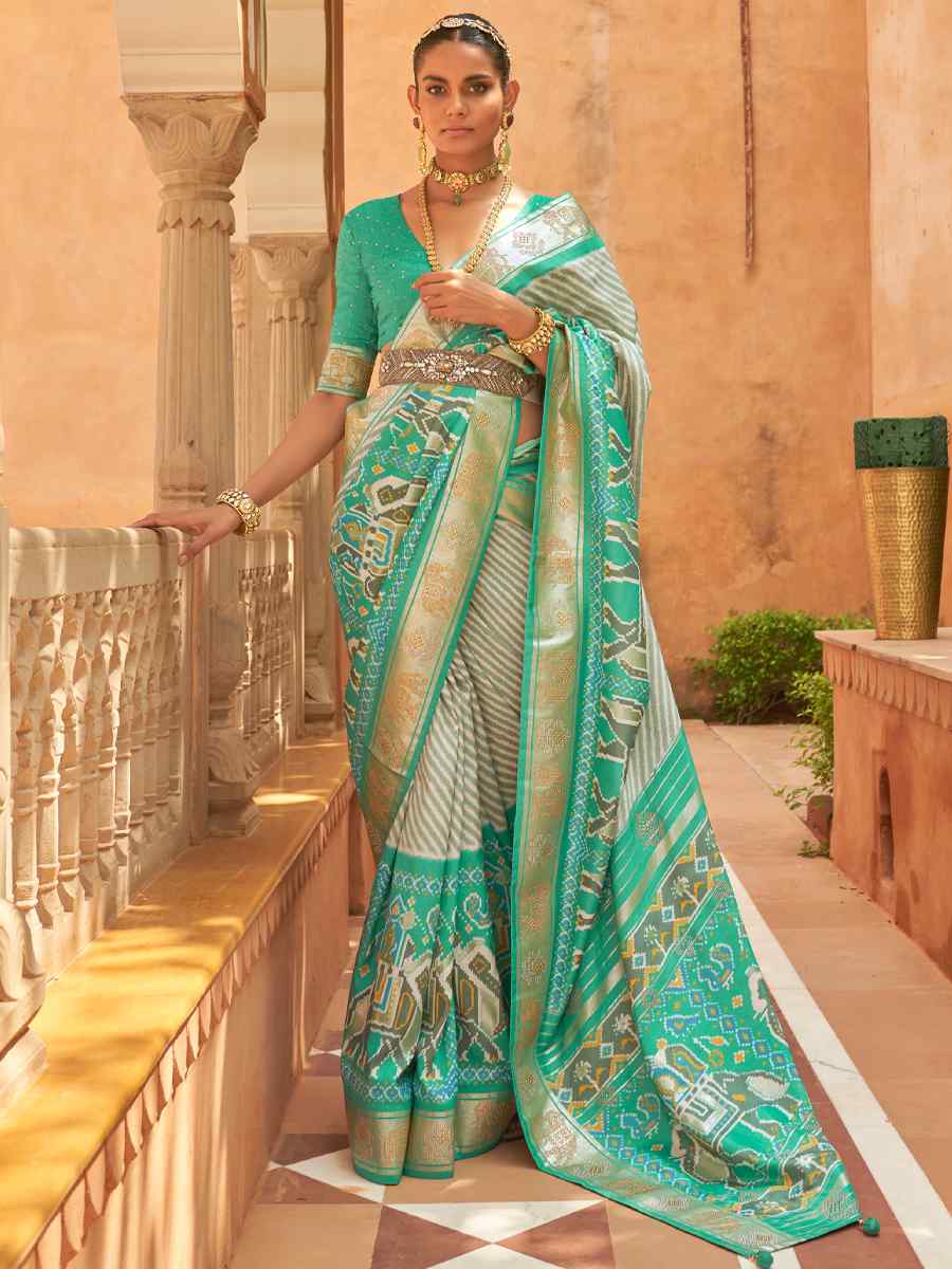 Multi Smooth Patola Printed Party Festival Contemporary Saree