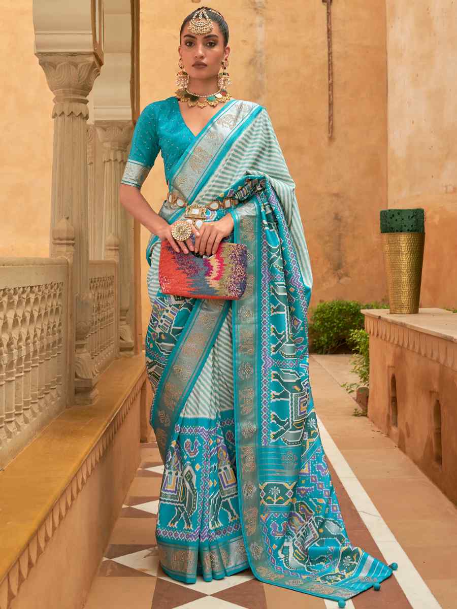 Multi Smooth Patola Printed Party Festival Contemporary Saree