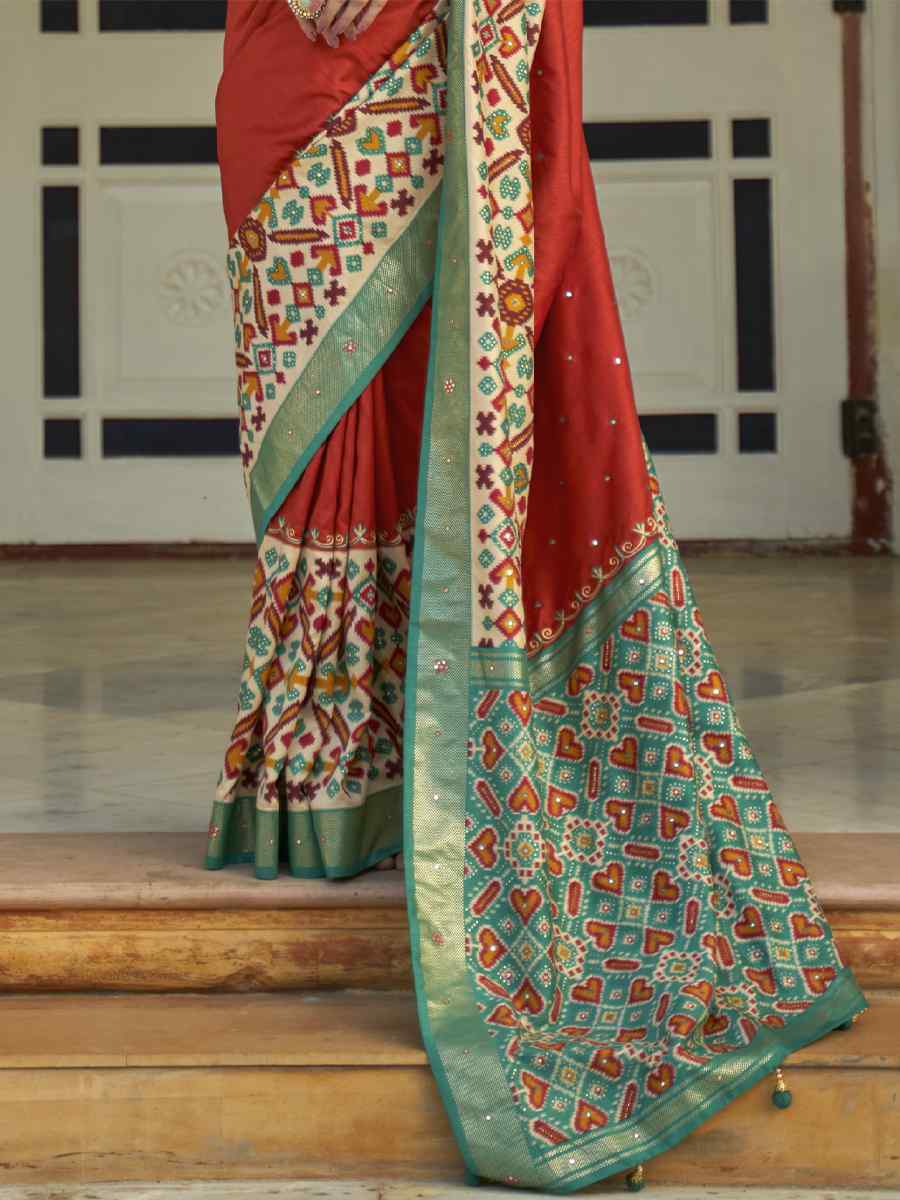 Multi Smooth Patola Printed Party Festival Contemporary Saree