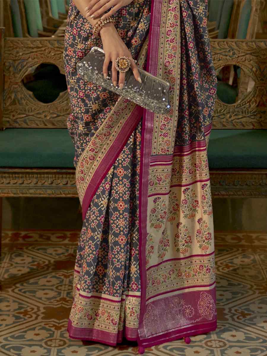 Multi Smooth Patola Printed Party Festival Contemporary Saree