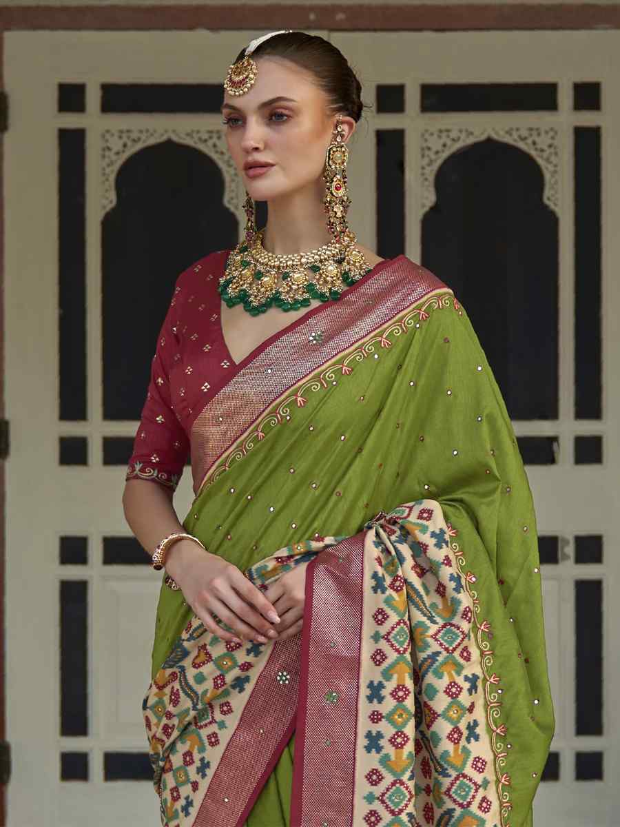 Multi Smooth Patola Printed Party Festival Contemporary Saree
