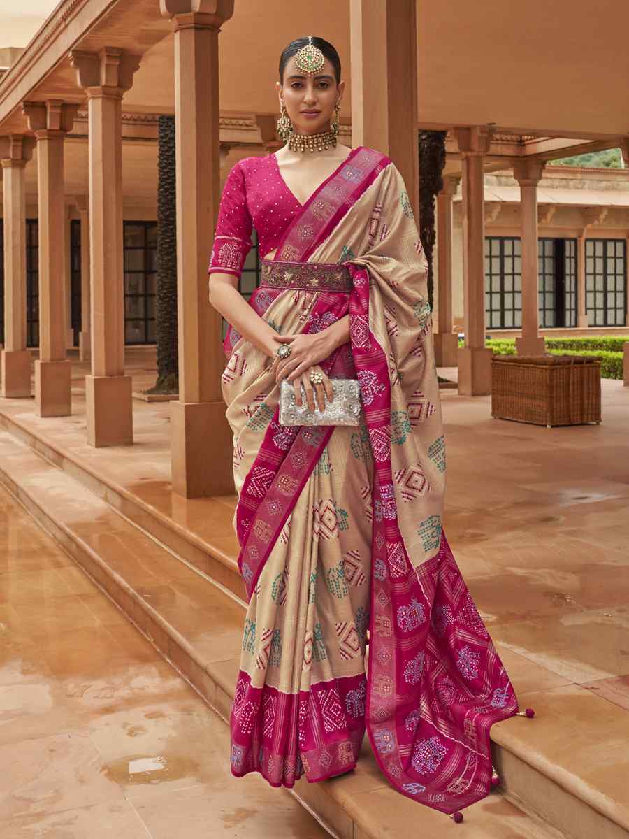 Multi Smooth Patola Printed Party Festival Contemporary Saree