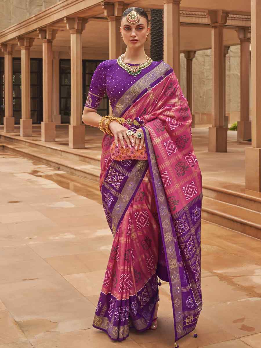 Multi Smooth Patola Printed Party Festival Contemporary Saree