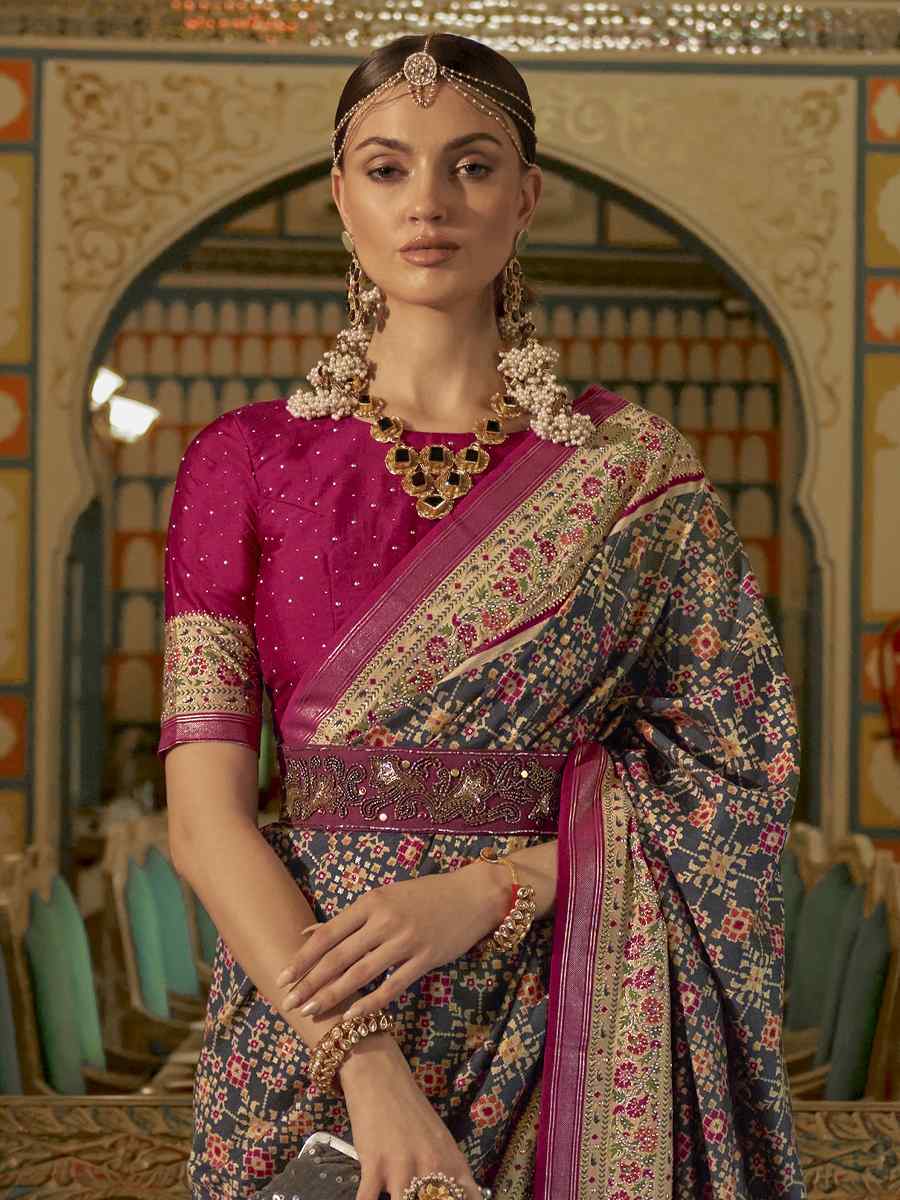 Multi Smooth Patola Printed Party Festival Contemporary Saree