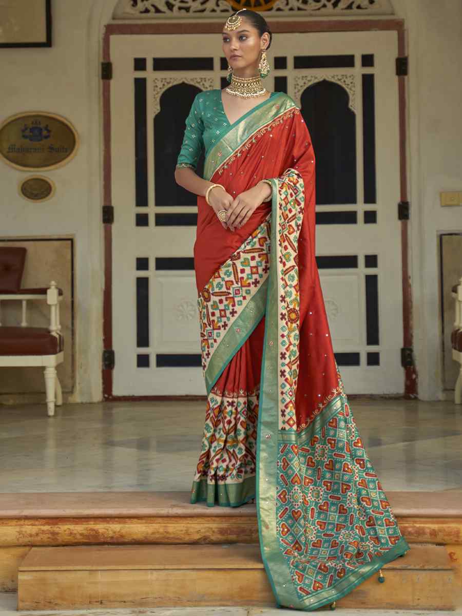 Multi Smooth Patola Printed Party Festival Contemporary Saree