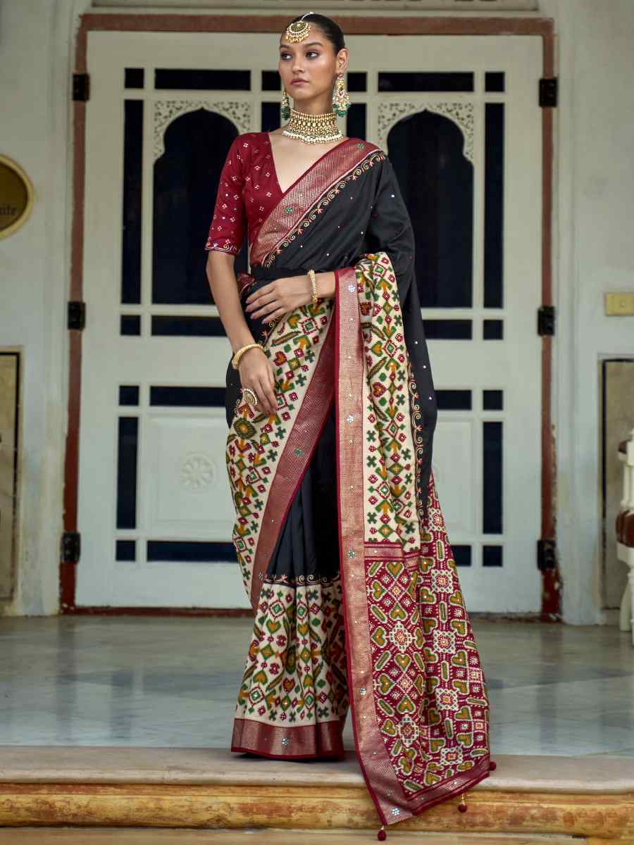 Multi Smooth Patola Printed Party Festival Contemporary Saree