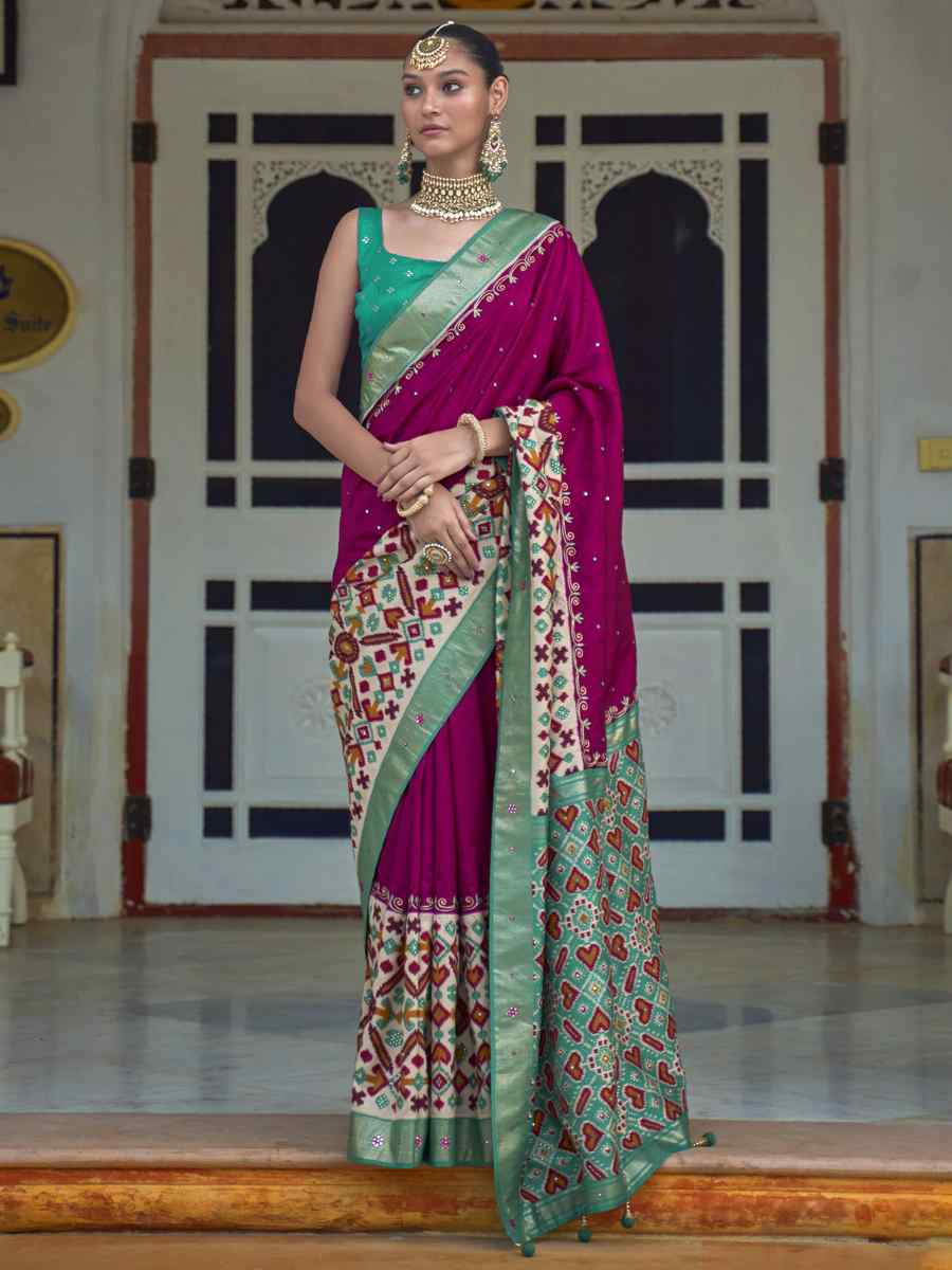 Multi Smooth Patola Printed Party Festival Contemporary Saree