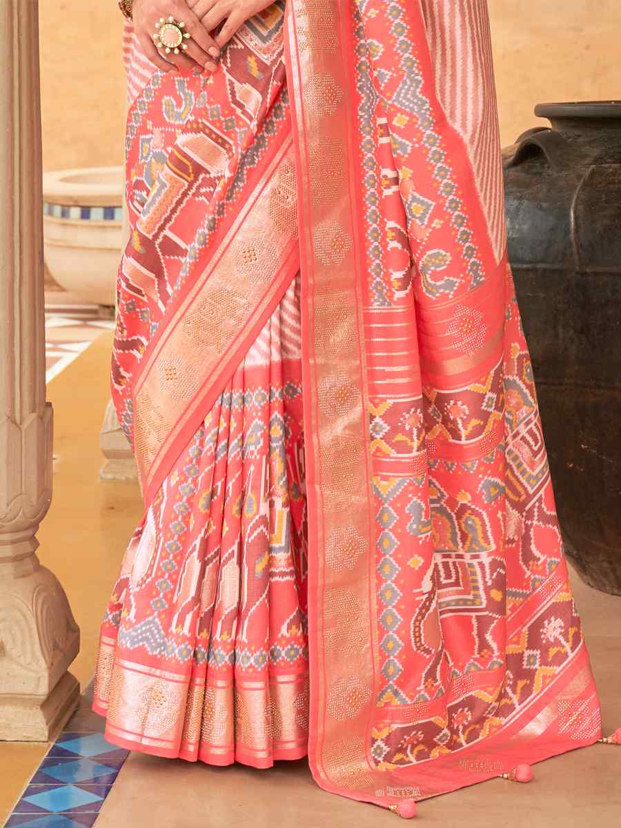 Multi Smooth Patola Printed Party Festival Contemporary Saree