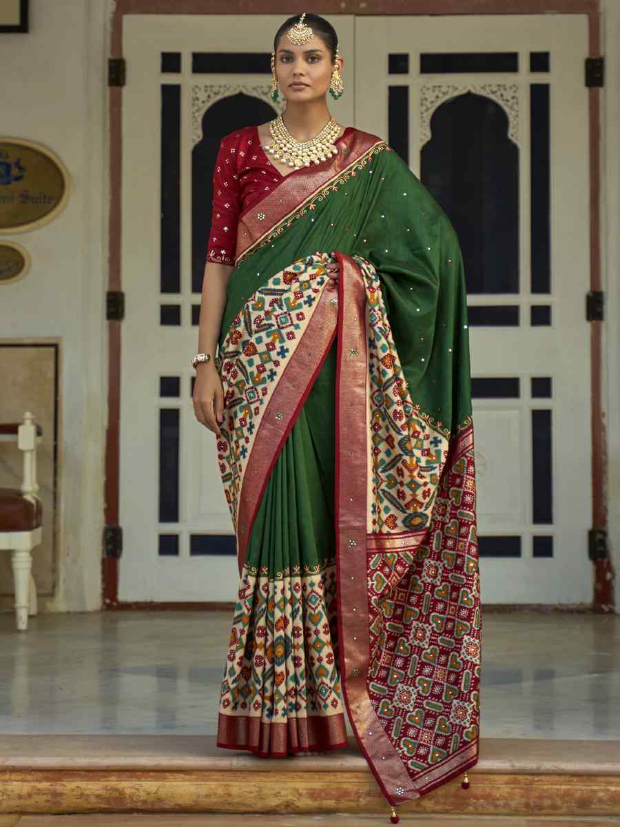 Multi Smooth Patola Printed Party Festival Contemporary Saree