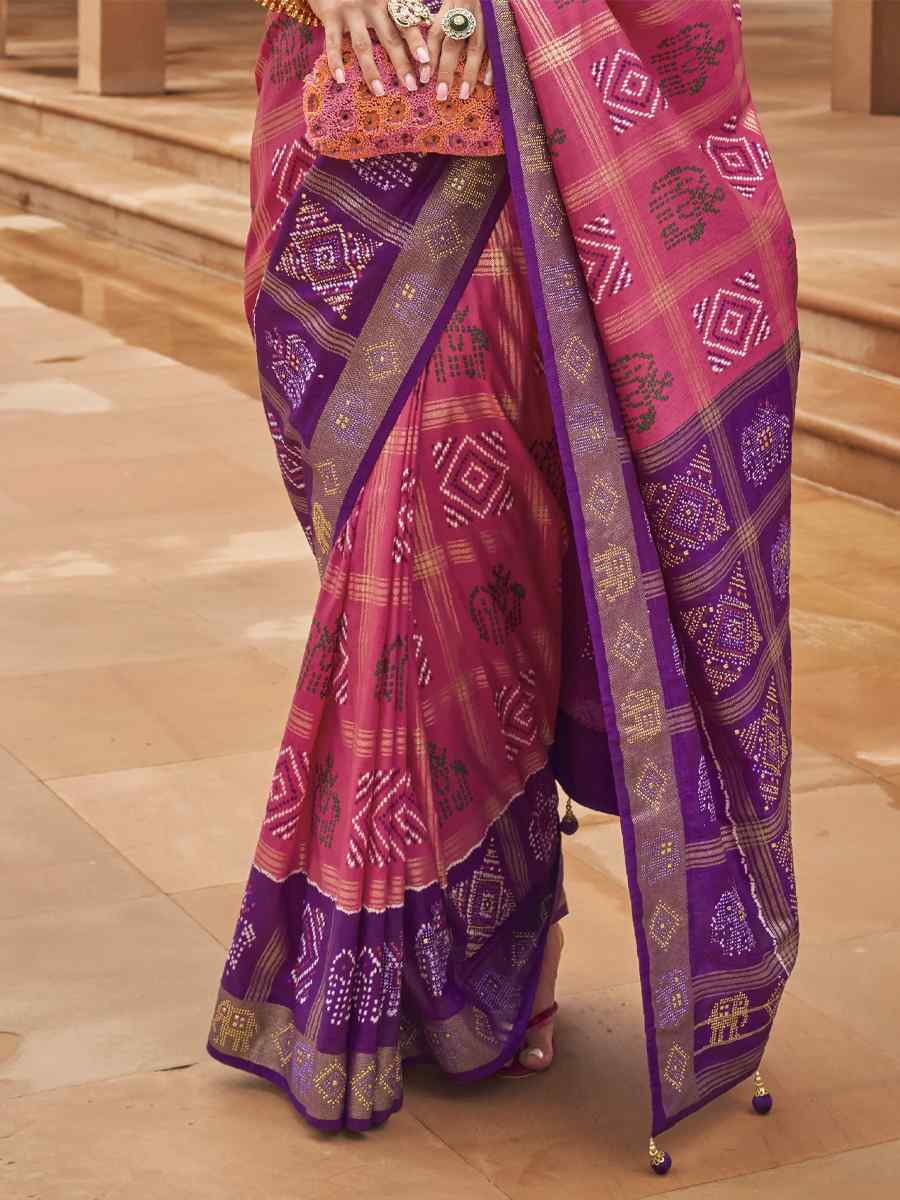 Multi Smooth Patola Printed Party Festival Contemporary Saree