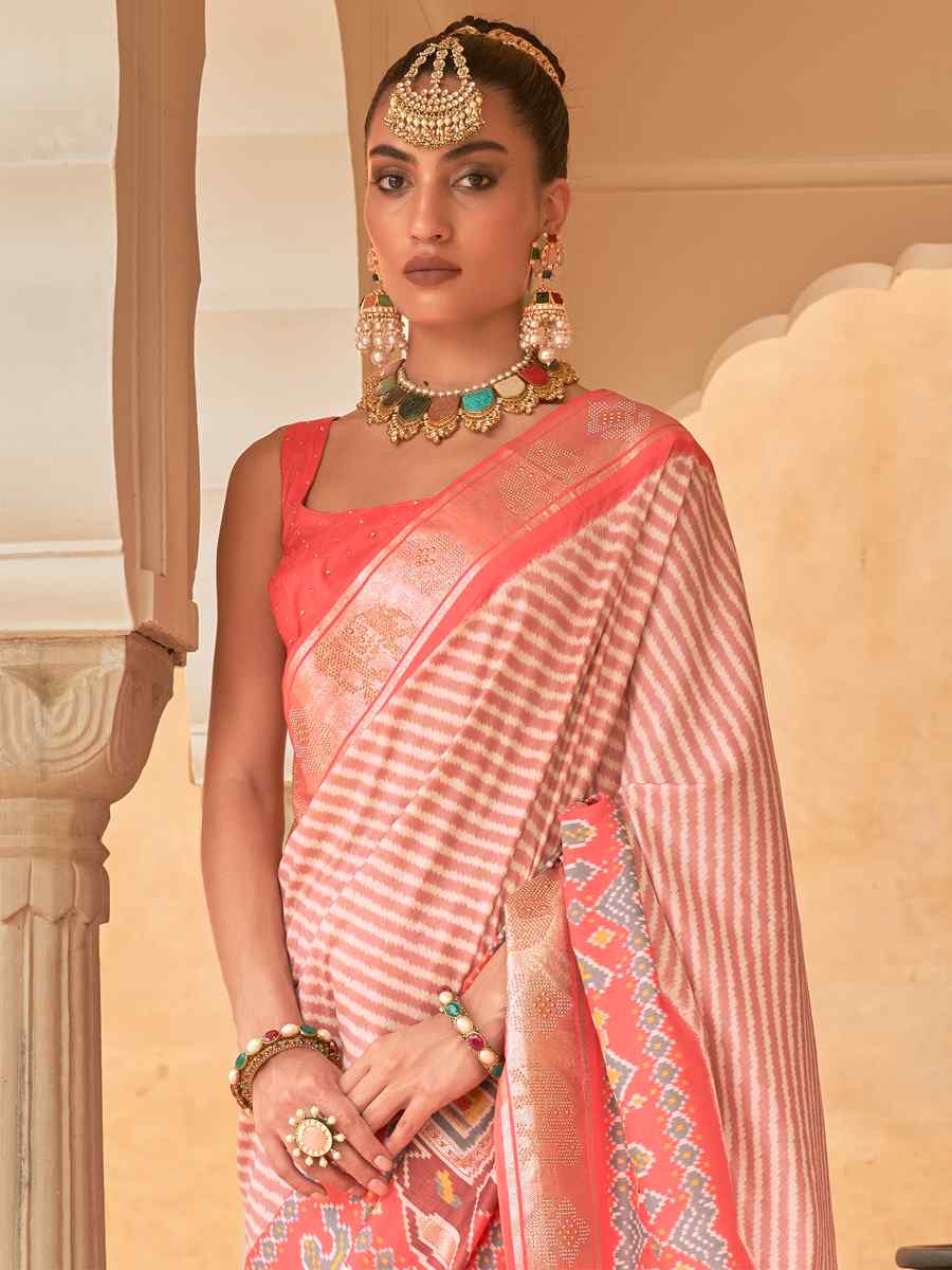 Multi Smooth Patola Printed Party Festival Contemporary Saree