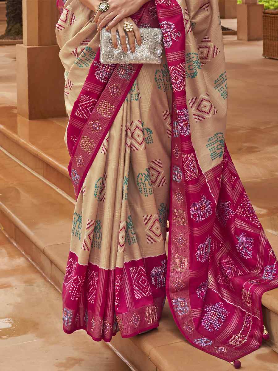 Multi Smooth Patola Printed Party Festival Contemporary Saree