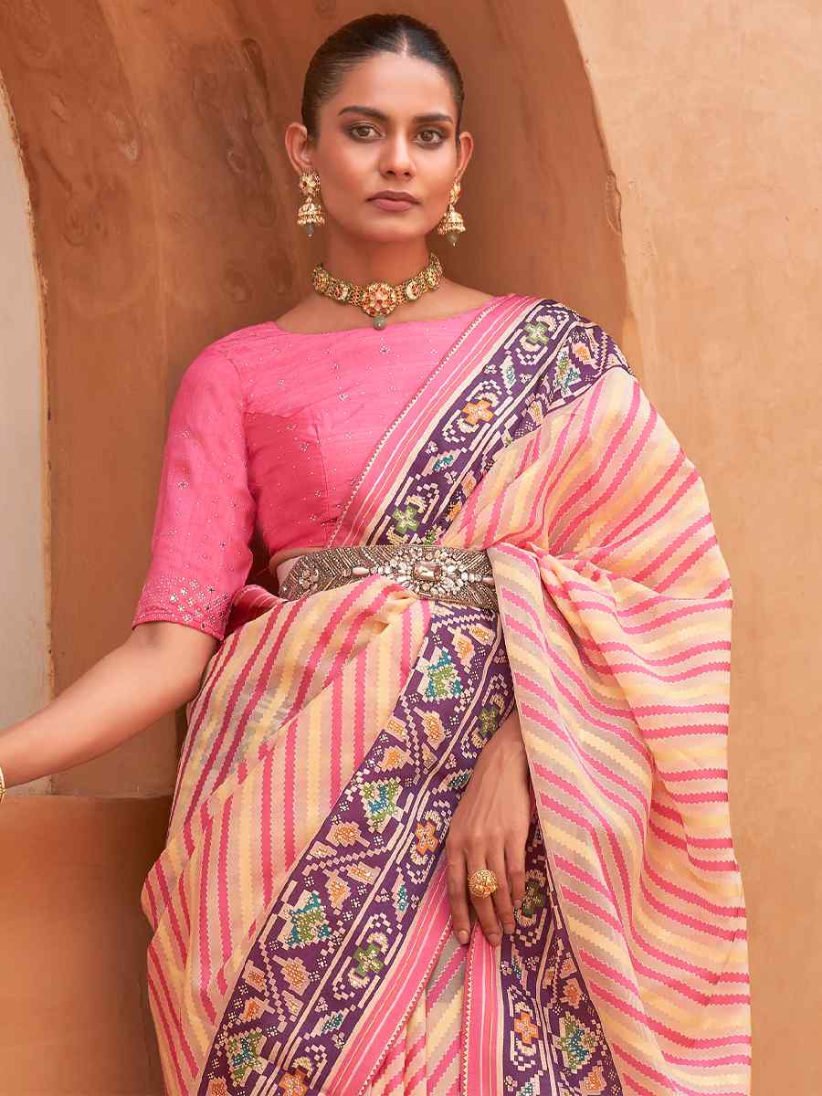 Multi Smooth Patola Printed Party Festival Contemporary Saree