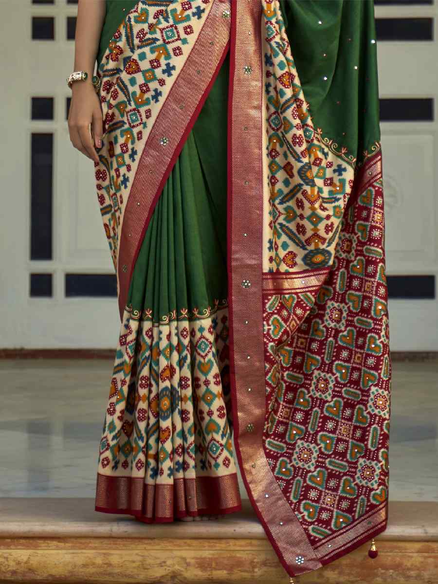 Multi Smooth Patola Printed Party Festival Contemporary Saree
