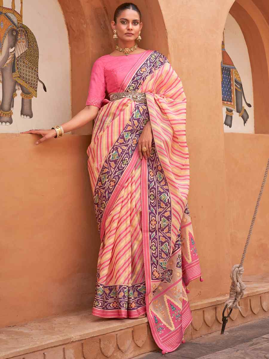 Multi Smooth Patola Printed Party Festival Contemporary Saree