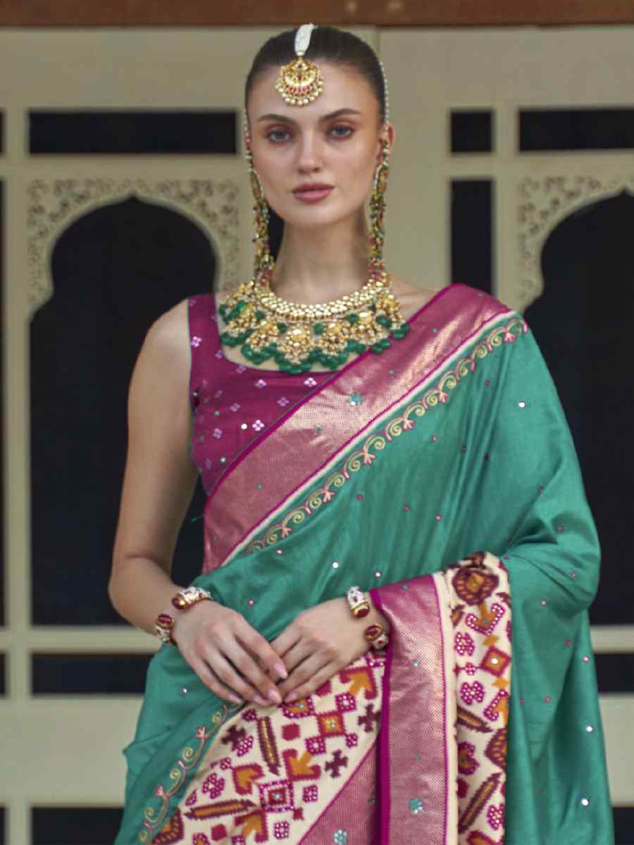 Multi Smooth Patola Printed Party Festival Contemporary Saree