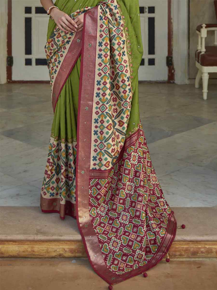 Multi Smooth Patola Printed Party Festival Contemporary Saree