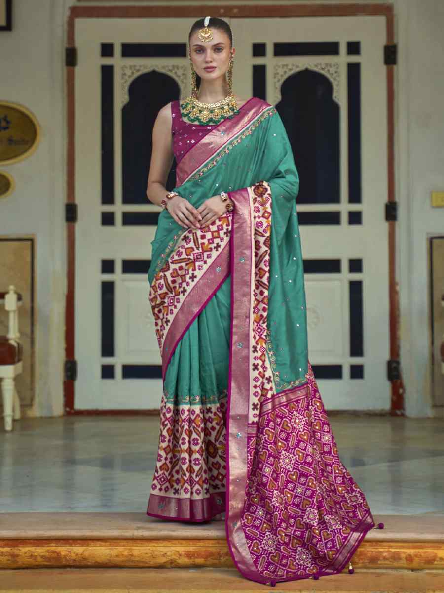 Multi Smooth Patola Printed Party Festival Contemporary Saree