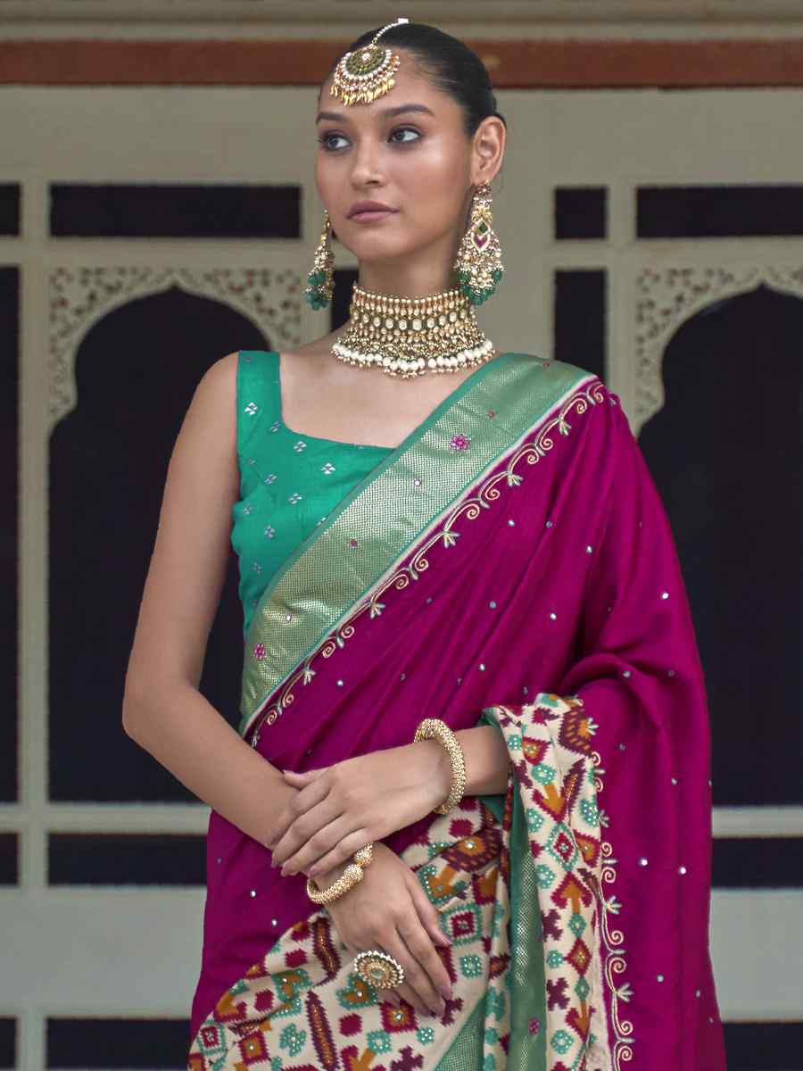 Multi Smooth Patola Printed Party Festival Contemporary Saree