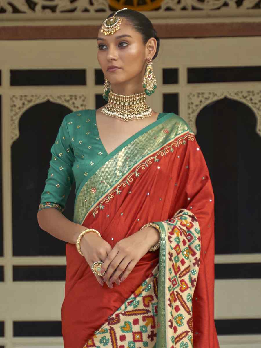 Multi Smooth Patola Printed Party Festival Contemporary Saree