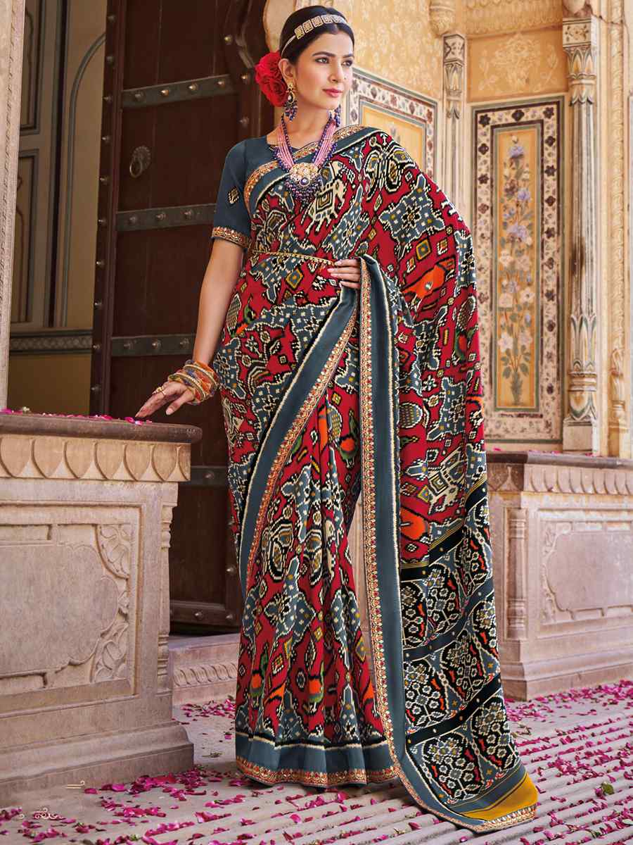 Multi Smooth Patola Silk Printed Casual Festival Contemporary Saree