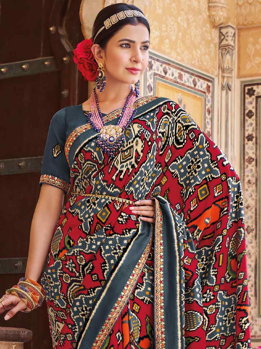 Multi Smooth Patola Silk Printed Casual Festival Contemporary Saree