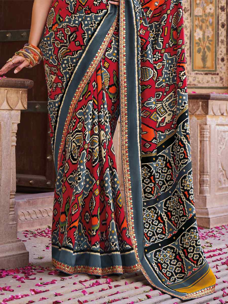 Multi Smooth Patola Silk Printed Casual Festival Contemporary Saree