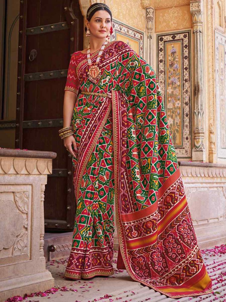 Multi Smooth Patola Silk Printed Casual Festival Contemporary Saree