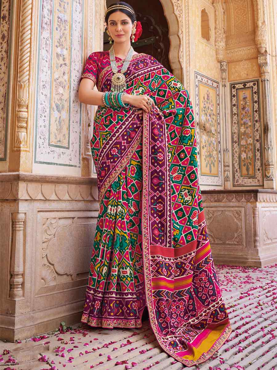 Multi Smooth Patola Silk Printed Casual Festival Contemporary Saree