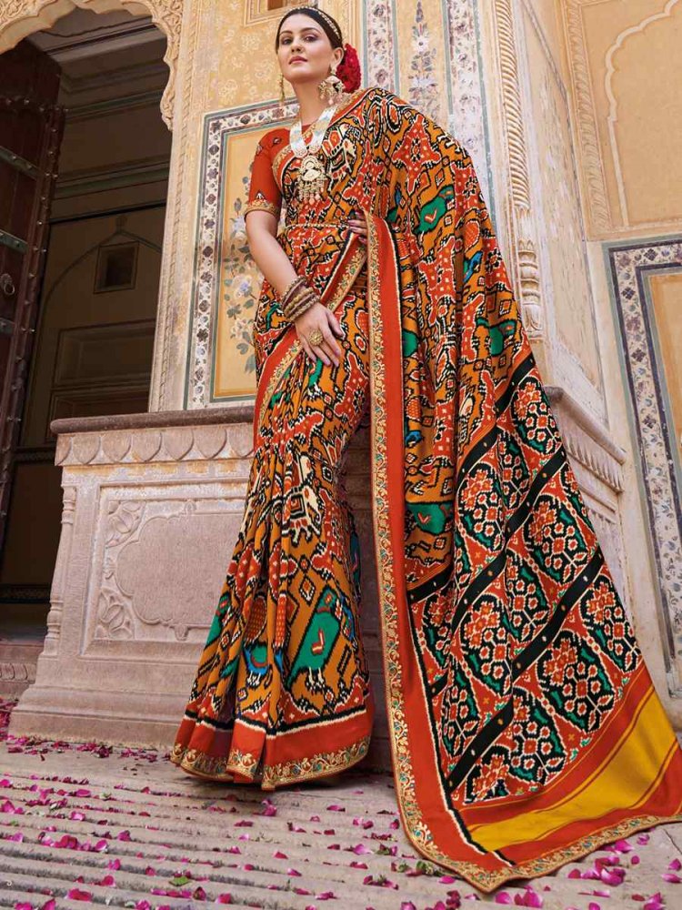 Multi Smooth Patola Silk Printed Casual Festival Contemporary Saree