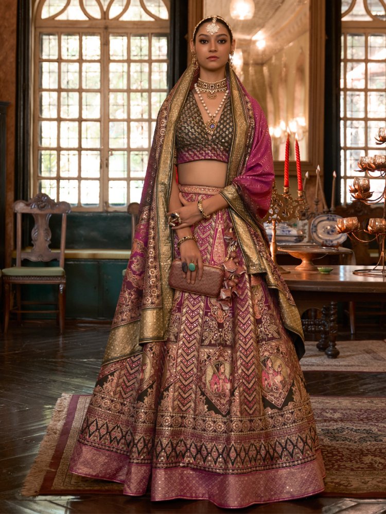 Multi Smooth Rajvadi Silk Embroidered Bridal Wedding Ready Heavy Border Lehenga Choli