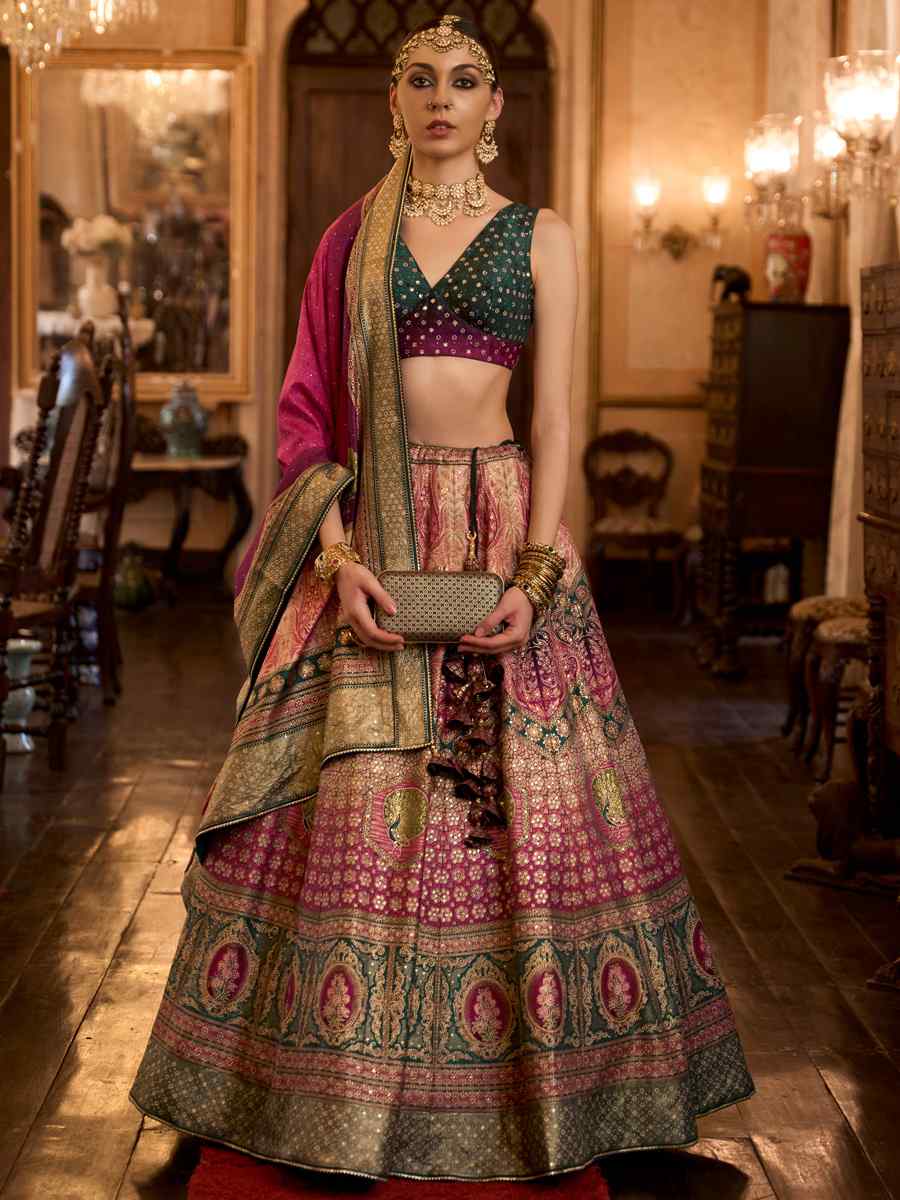 Multi Smooth Rajwadi Silk Embroidered Bridal Wedding Heavy Border Lehenga Choli