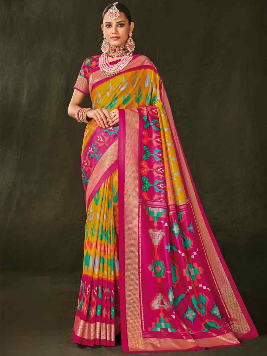 Multi Soft Art Silk Handwoven Casual Festival Heavy Border Saree