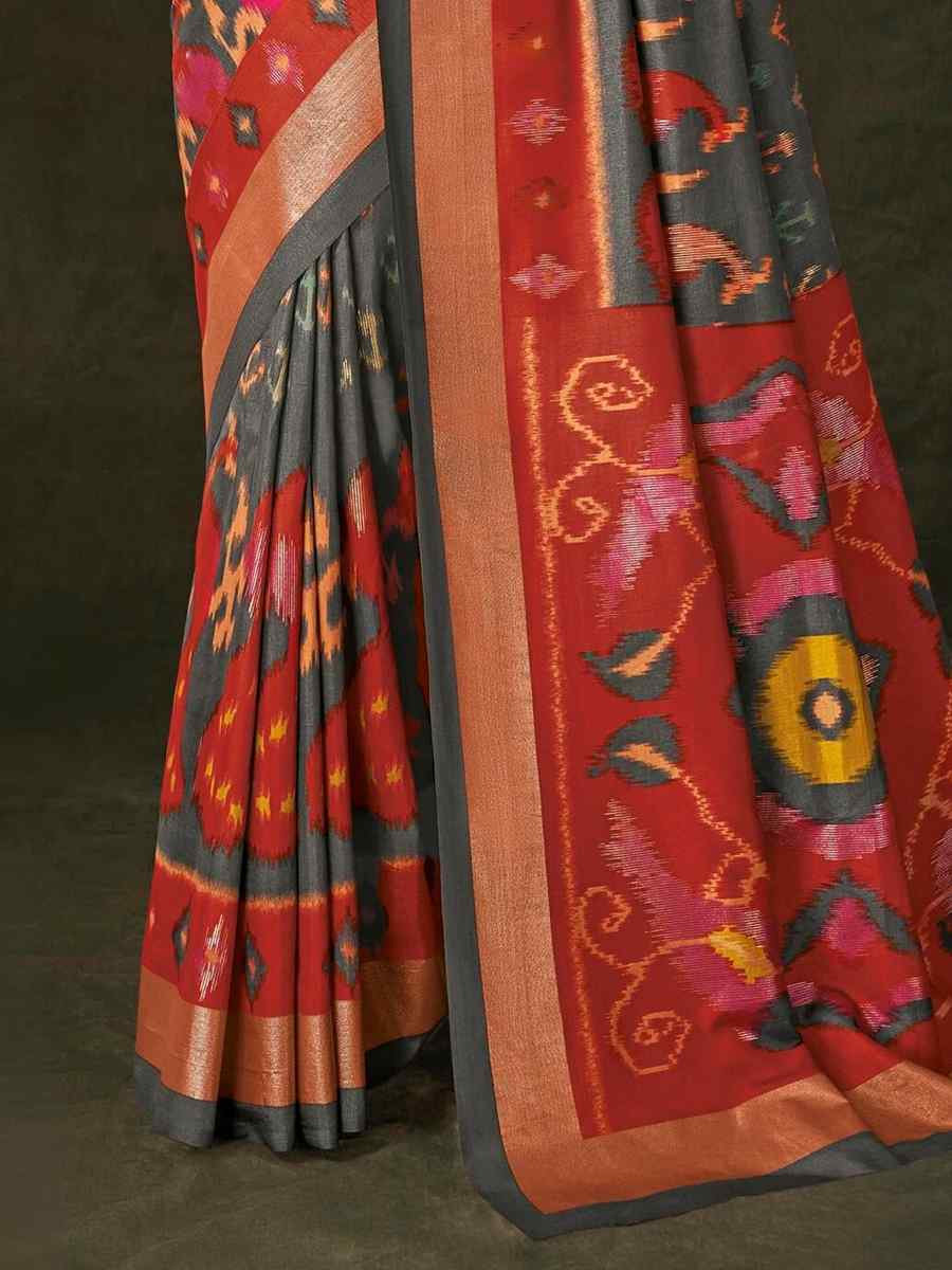 Multi Soft Art Silk Handwoven Casual Festival Heavy Border Saree