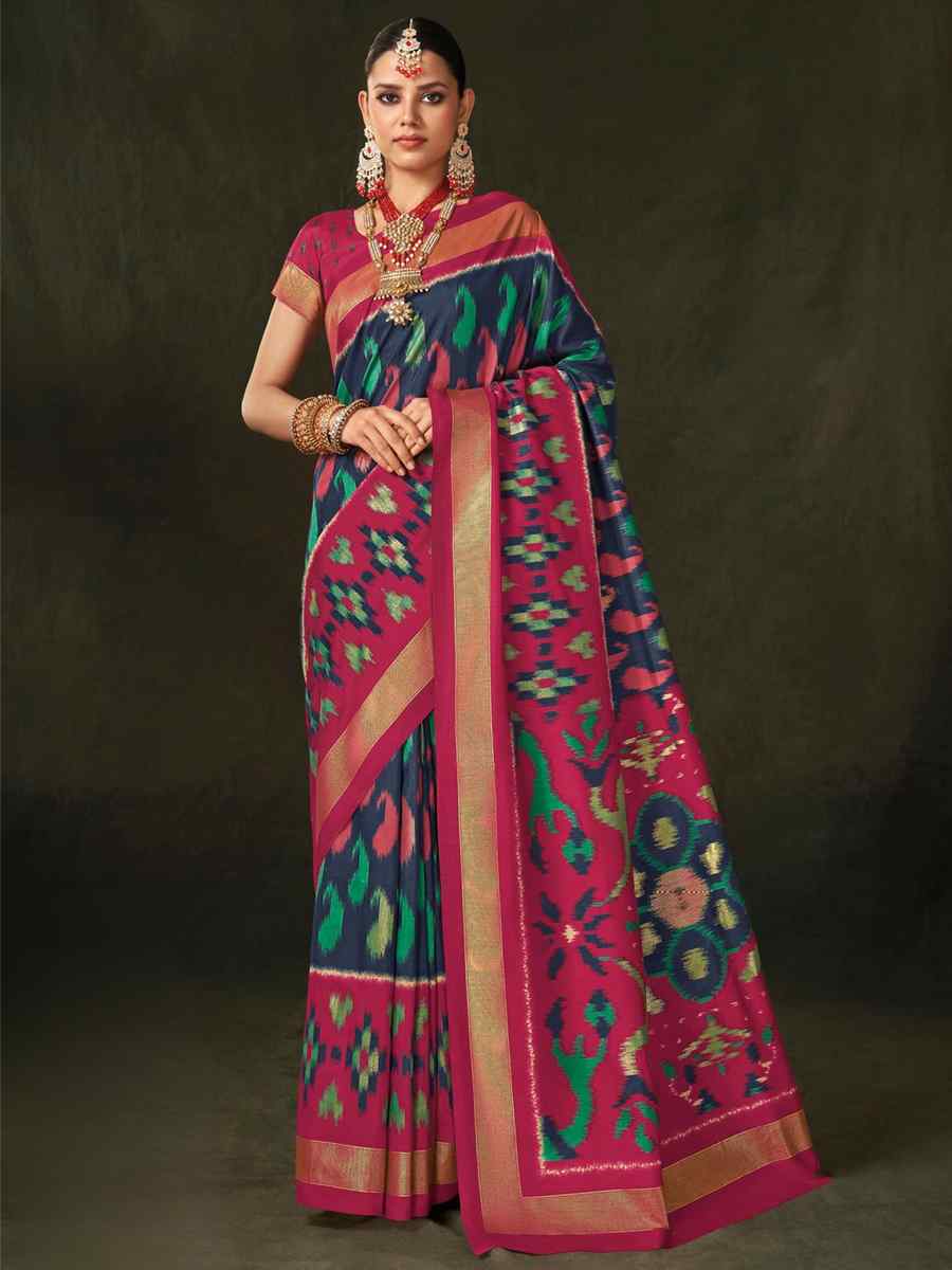 Multi Soft Art Silk Handwoven Casual Festival Heavy Border Saree
