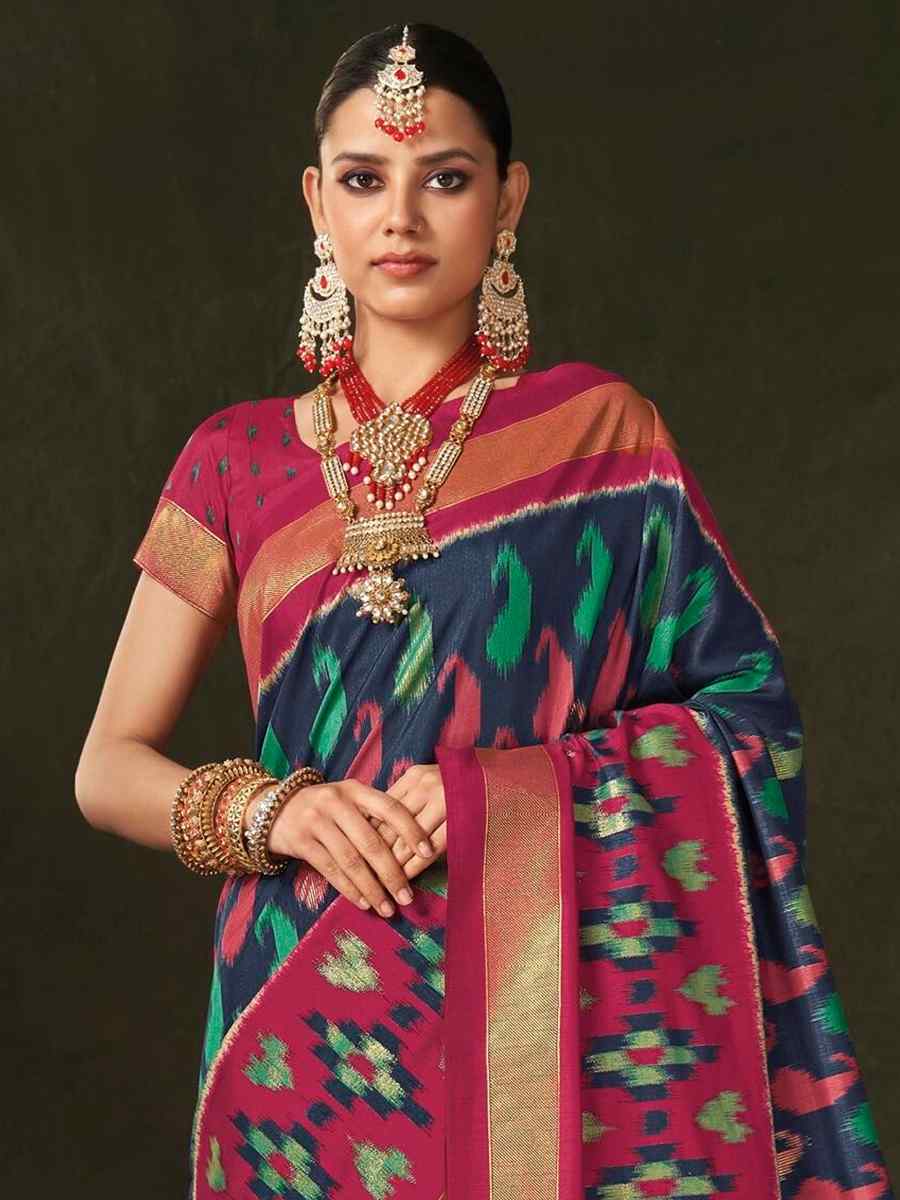 Multi Soft Art Silk Handwoven Casual Festival Heavy Border Saree