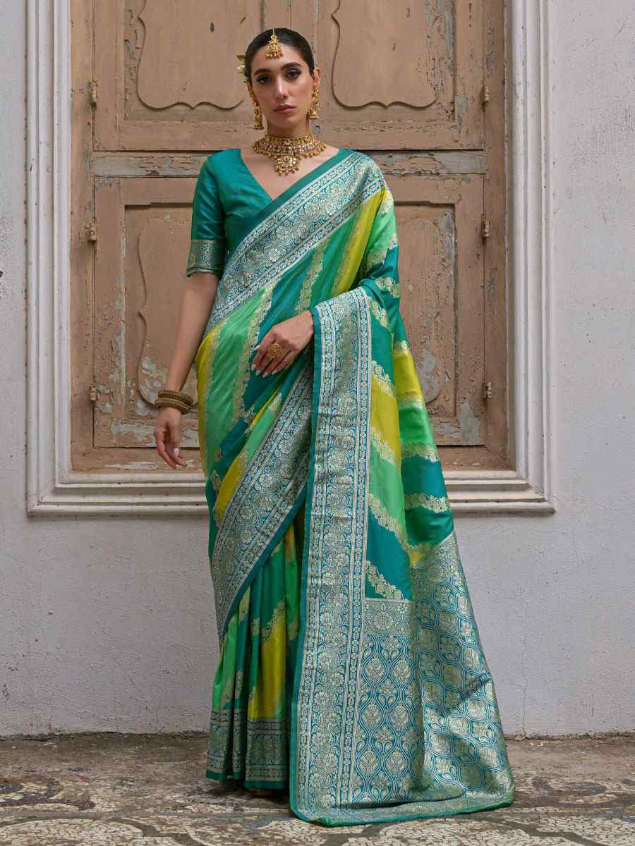 Multi Soft Banarasi Silk Handwoven Casual Reception Festival Wedding Fancy Heavy Border Saree